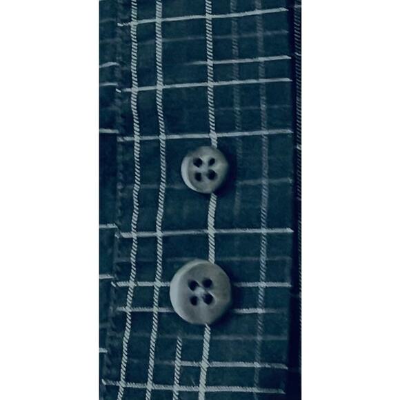 DOCKERS LONG BARREL CUFF SLV BUTTON DOWN SHIRT, MENS, M, BLUE WHITE GREEN PLAID - Picture 10 of 12